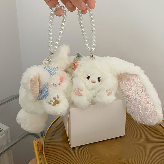 Cute Lace Bunny Cat Plush Keychain Bag Charm