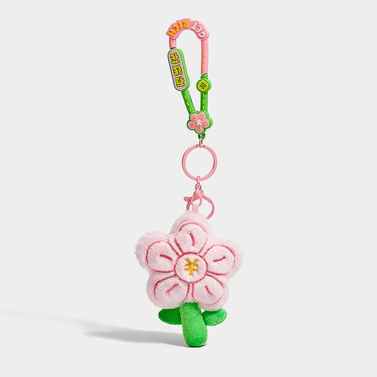 Cute Get Rich Flower Plush Keychain Bag Charm