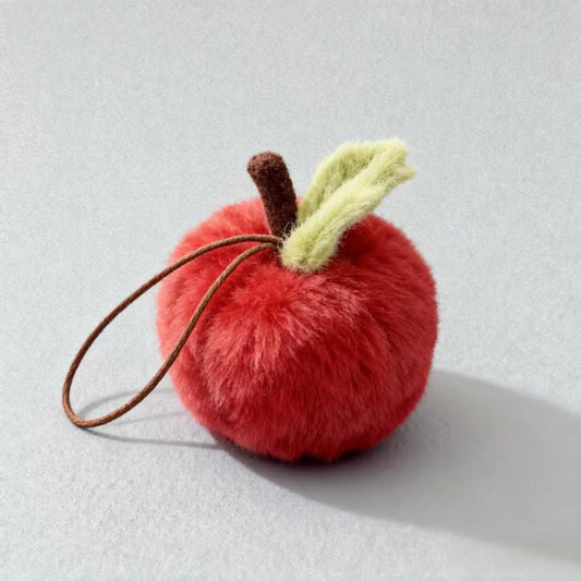 Cute Red Apple Plush Keychain Bag Charm