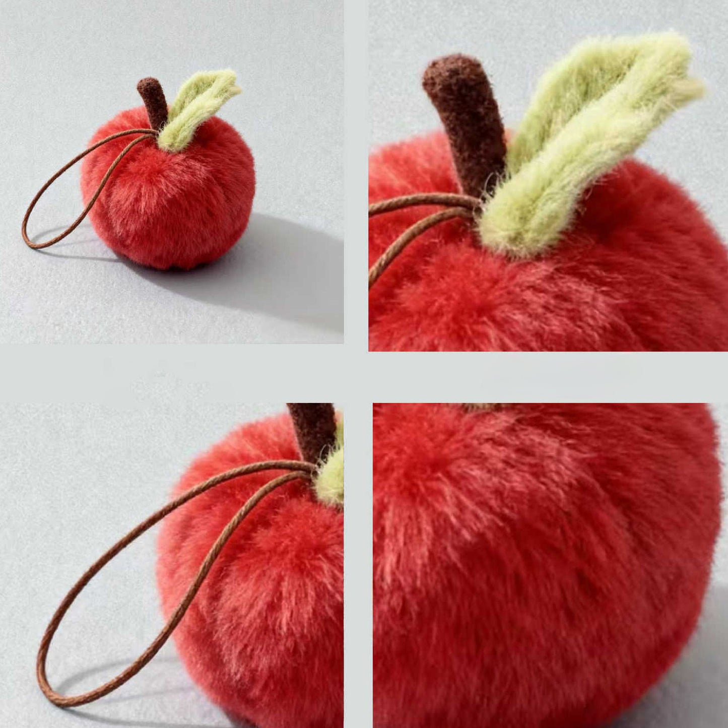Cute Red Apple Plush Keychain Bag Charm