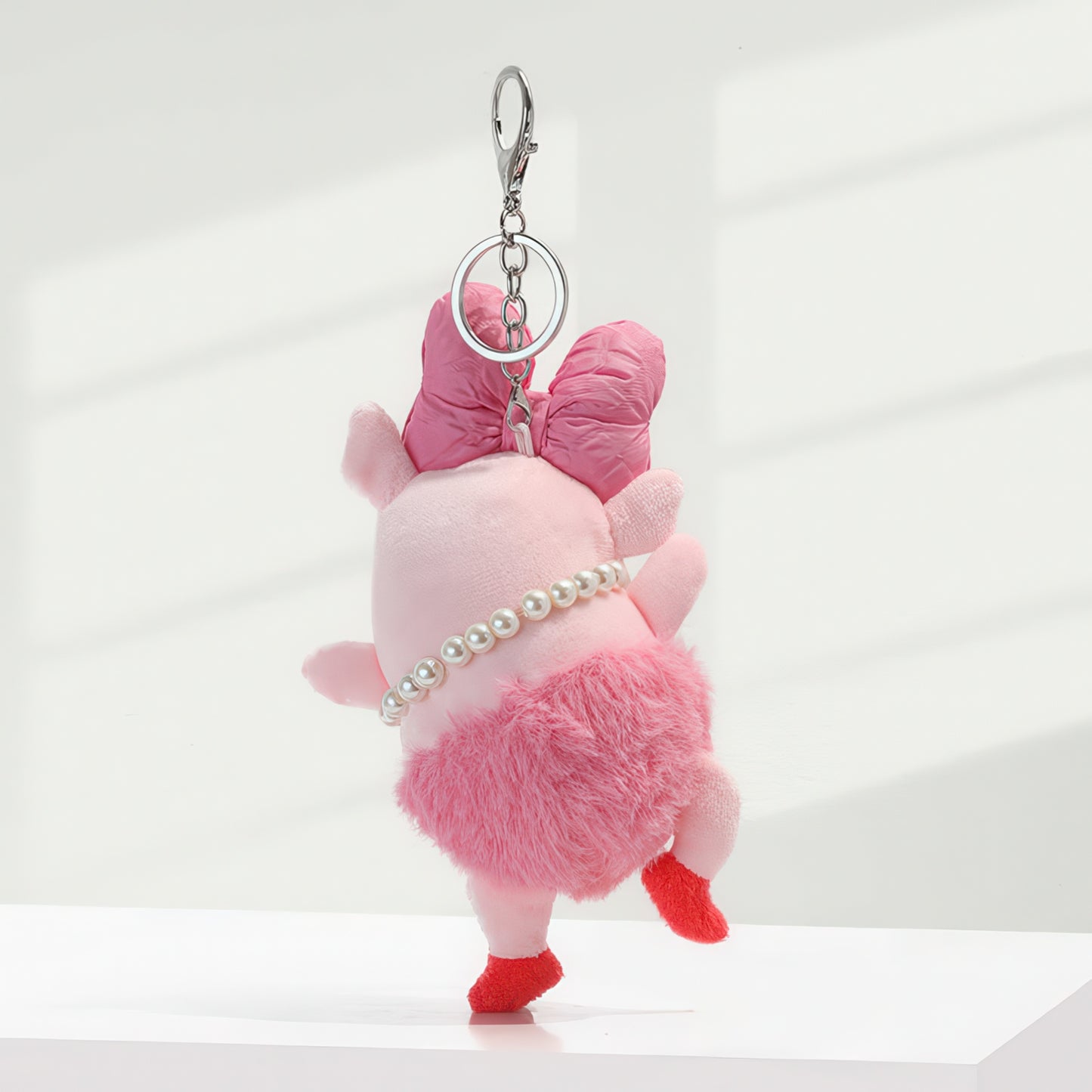 Cute Bow Ballet Pig Plush Keychain Bag Charm