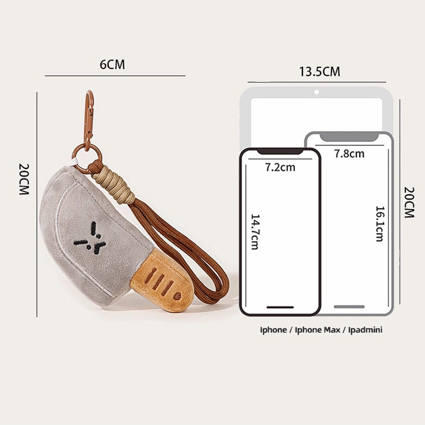 Cute Angry Knife Plush Keychain Bag Charm