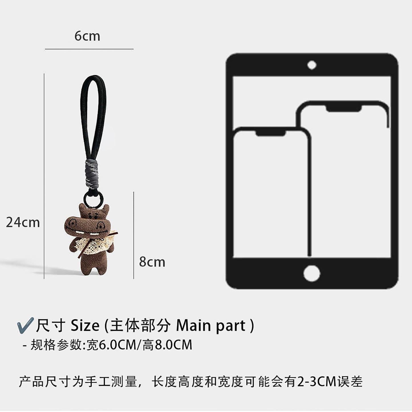 Cute Hippopotamus Plush Keychain Bag Charm
