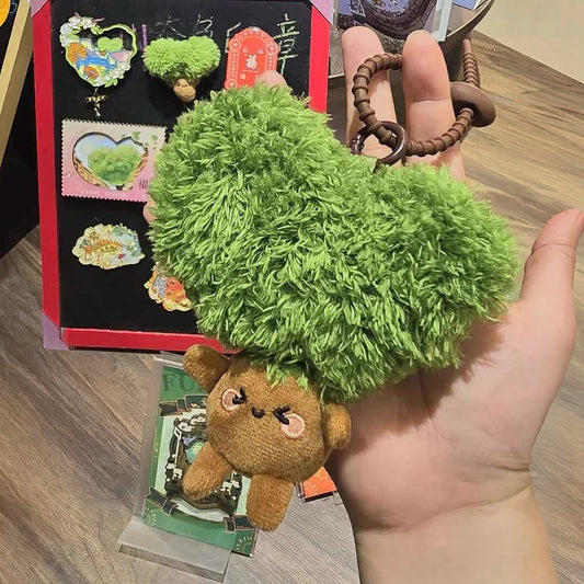 Cute Heart Shaped Tree Plush Keychain Bag Charm
