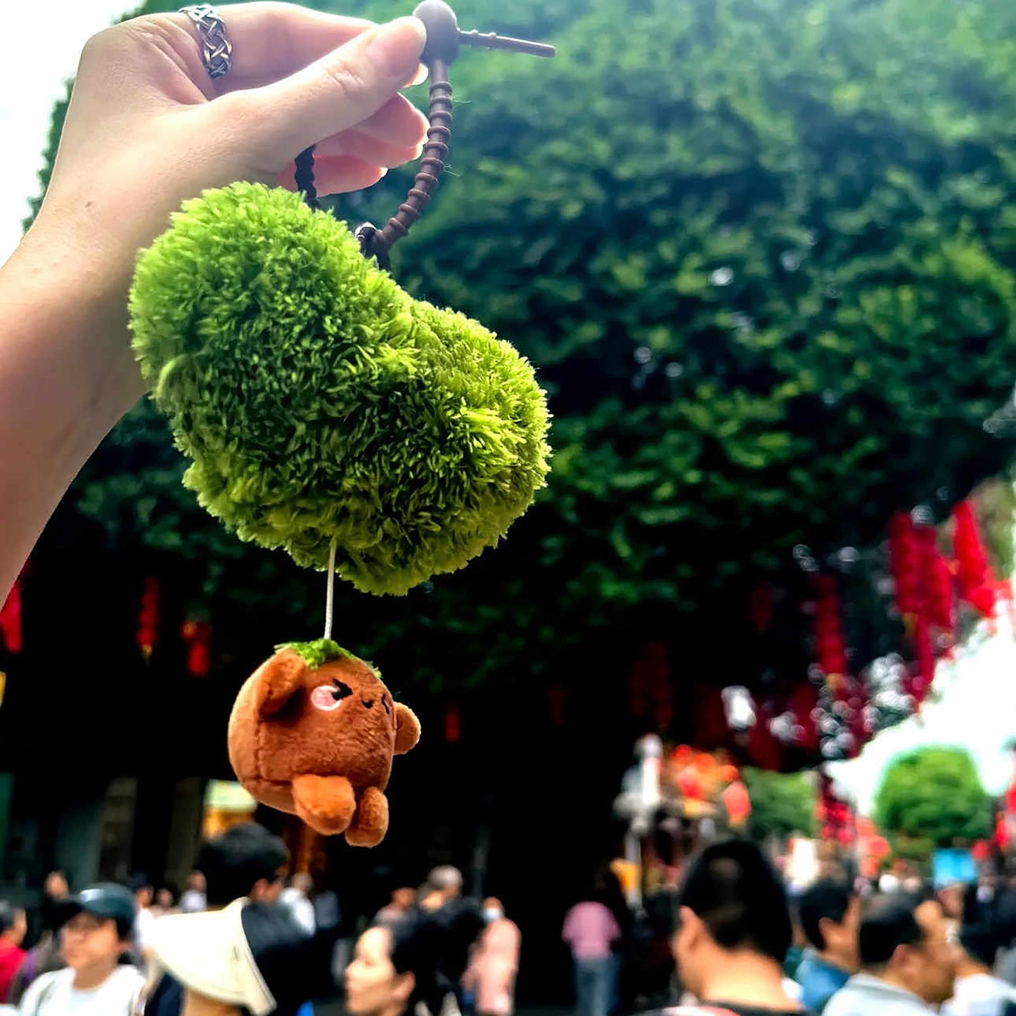 Cute Heart Shaped Tree Plush Keychain Bag Charm