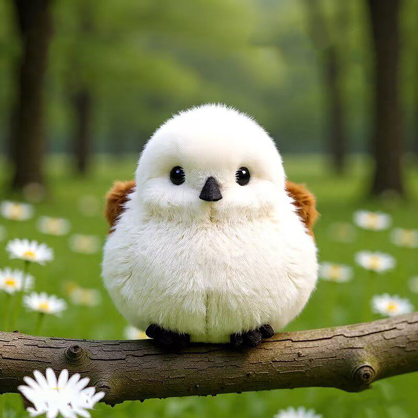 Cute White Tit Plush Keychain Bag Charm