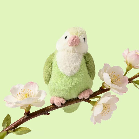 Cute White‑Headed Parrot Plush Keychain Bag Charm